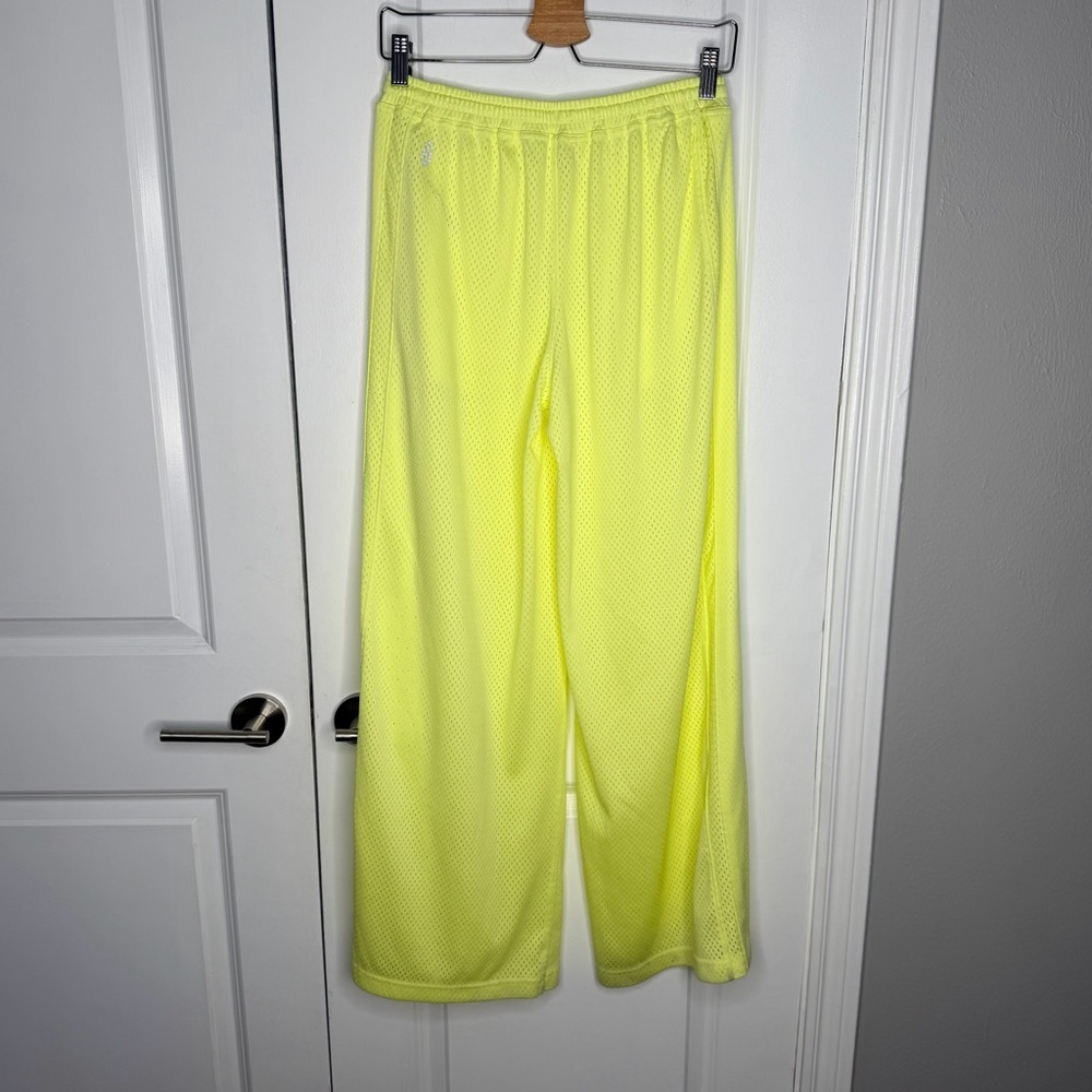 FP Movement by Free People Overtime Mesh Wide Leg Pants Sour Citrus Yellow Small - Picture 6 of 11